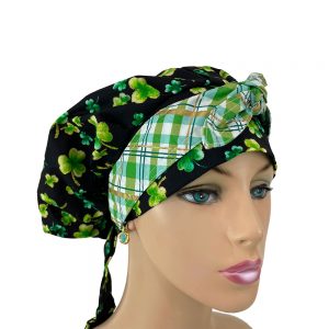 Bouffant Medical Scrub Cap – Green and Gold Shamrocks