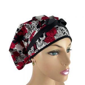 Bouffant Medical Cap - Skulls and Roses