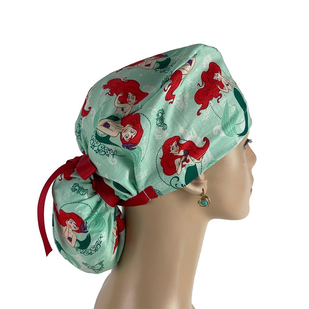 Ponytail Medical Scrub Cap - Mermaids at Sea - Image 5