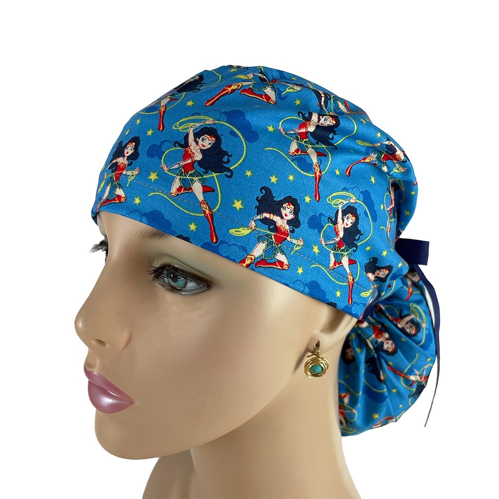 Ponytail Medical Scrub Cap - Girl Heroes - Image 2