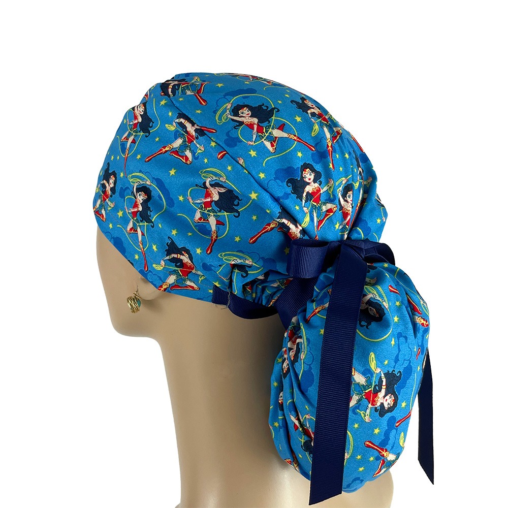 Ponytail Medical Scrub Cap - Girl Heroes - Image 3