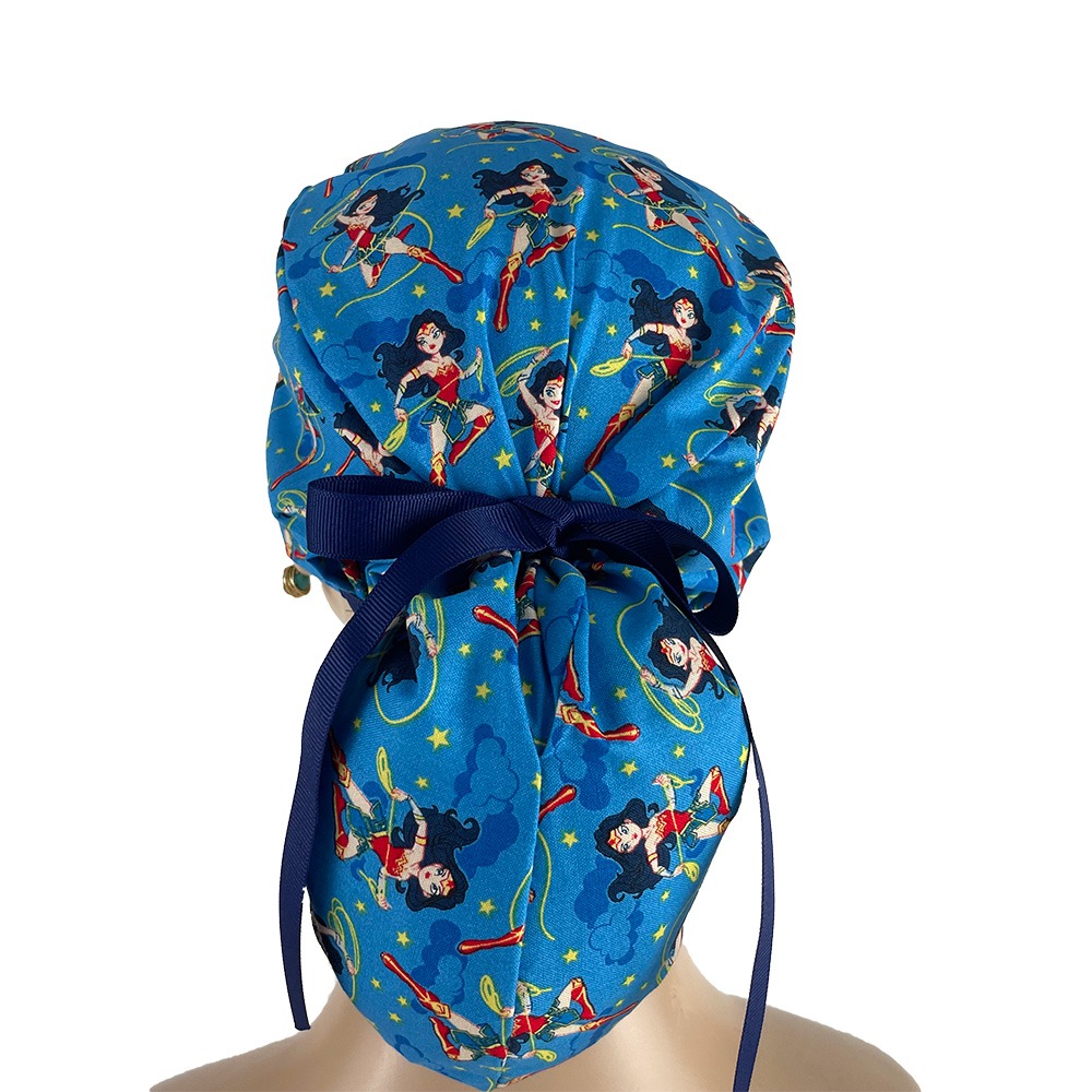 Ponytail Medical Scrub Cap - Girl Heroes - Image 4