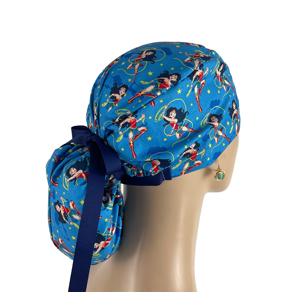 Ponytail Medical Scrub Cap - Girl Heroes - Image 5