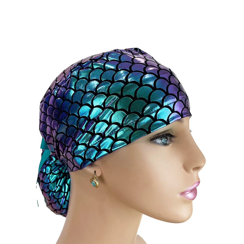 Ponytail Medical Scrub Cap - Mermaid Scales
