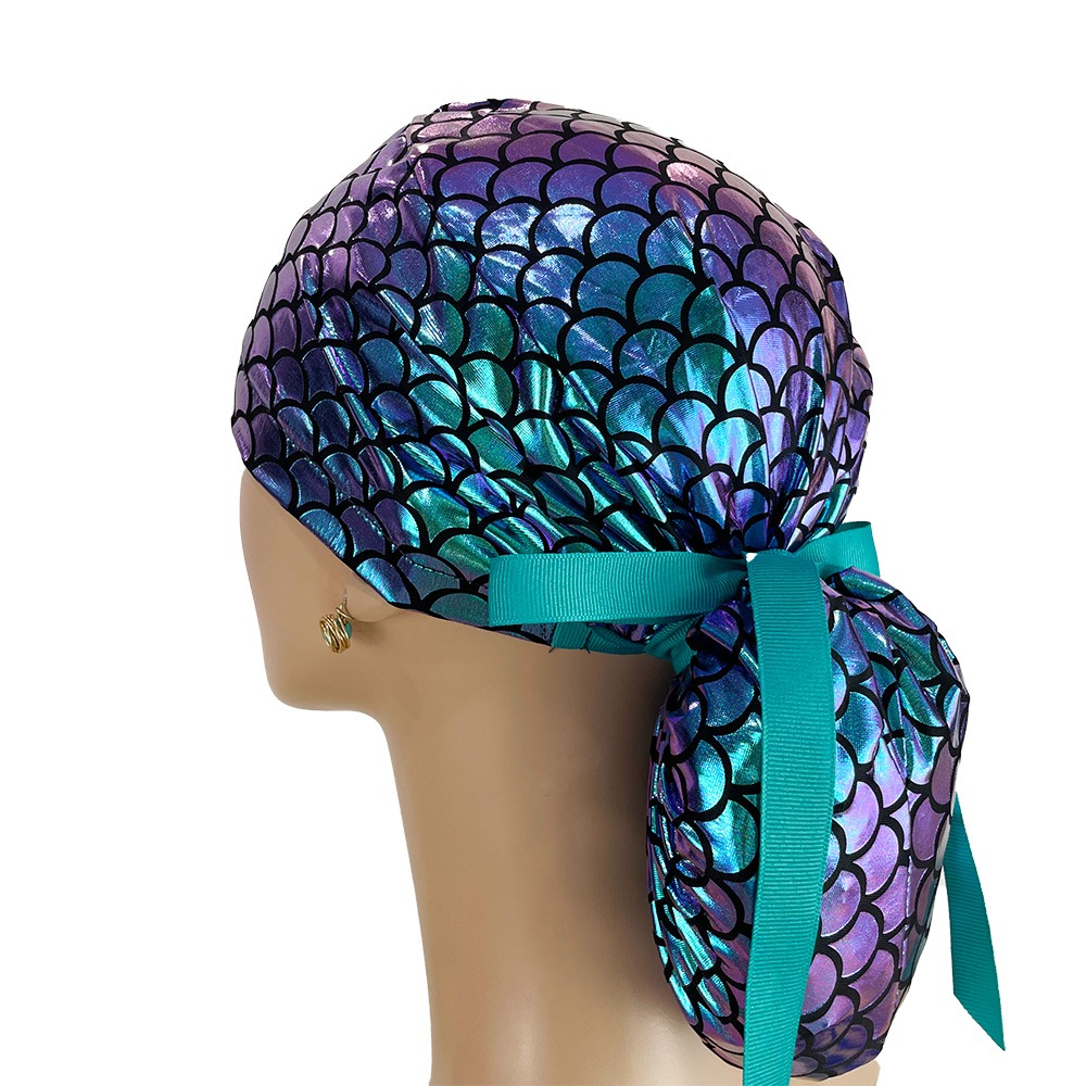 Ponytail Medical Scrub Cap - Mermaid Scales - Image 5