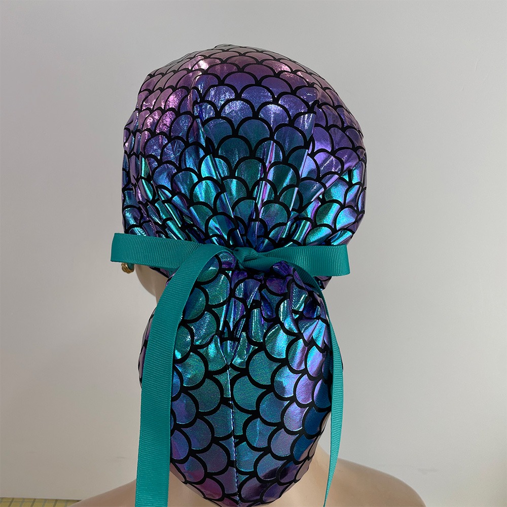 Ponytail Medical Scrub Cap - Mermaid Scales - Image 6