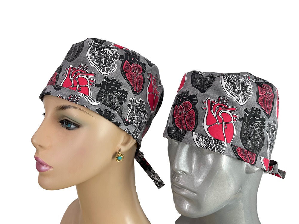 Unisex Medical Scrub Cap - Anatomical Heart Repeat - Image 2