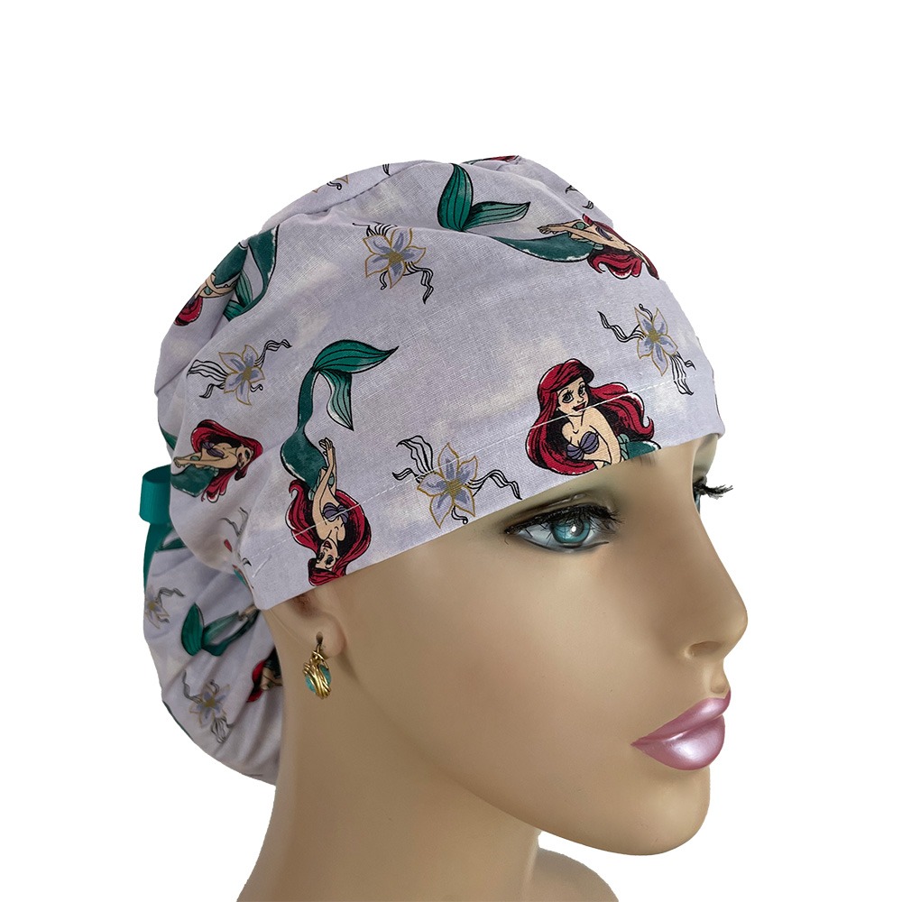 Ponytail Medical Scrub Cap – Little Mermaid Ariel - Image 2
