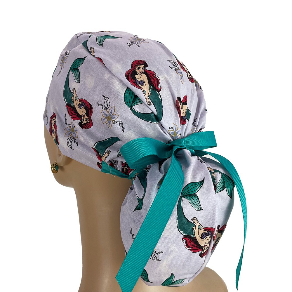 Ponytail Medical Scrub Cap – Little Mermaid Ariel - Image 5
