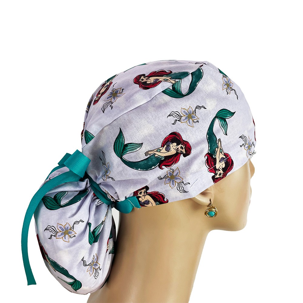 Ponytail Medical Scrub Cap – Little Mermaid Ariel - Image 7