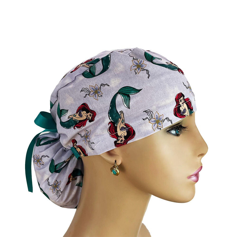 Ponytail Medical Scrub Cap – Little Mermaid Ariel