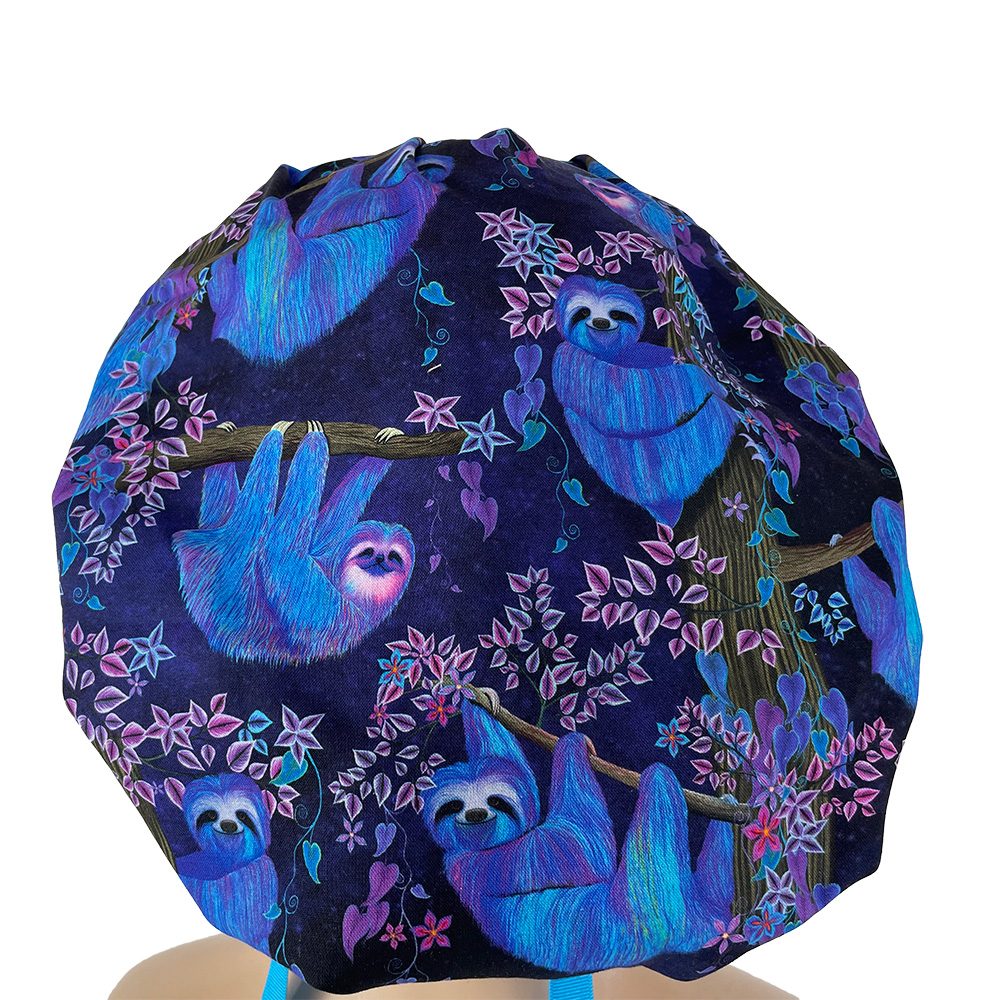 Bouffant Medical Cap - Prismatic - Moonlit Sloths - Midnight Purple - Image 8