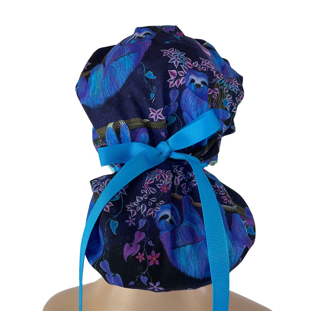 Bouffant Medical Cap - Prismatic - Moonlit Sloths - Midnight Purple - Image 4