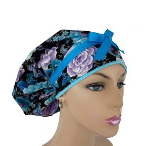Bouffant Medical Cap - Midnight Flowers