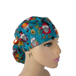 Ponytail Medical Scrub Cap - My Gnomies - Thankful Birds