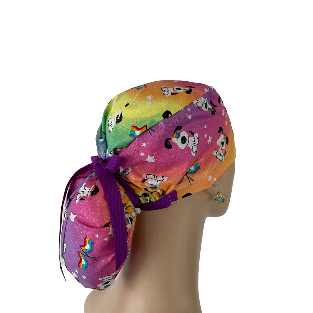 Ponytail Medical Scrub Cap - I Woof You - Rainbow Parade - Image 5