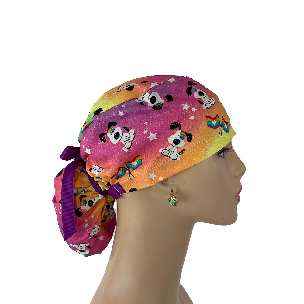 Ponytail Medical Scrub Cap - I Woof You - Rainbow Parade - Image 6