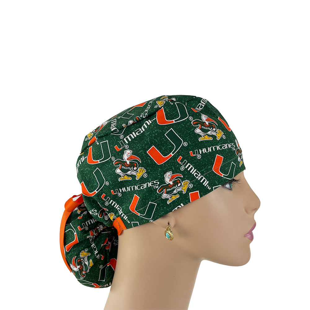 Ponytail Medical Scrub Cap - Miami Hurricanes - Image 6