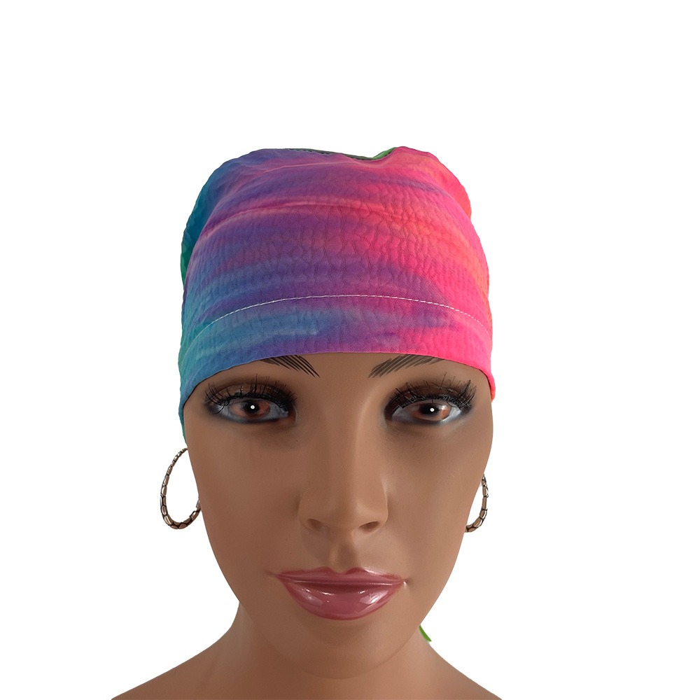Ponytail Medical Scrub Cap - Tie-Dye Holographic (in reverse) - Image 2