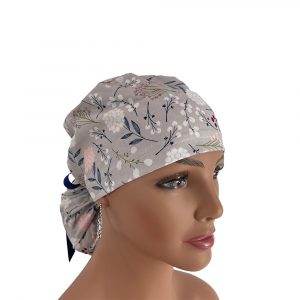Ponytail Medical Scrub Cap - Berry Leaves