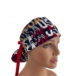 Turn Up Ponytail Medical Scrub Cap - I Love USA!