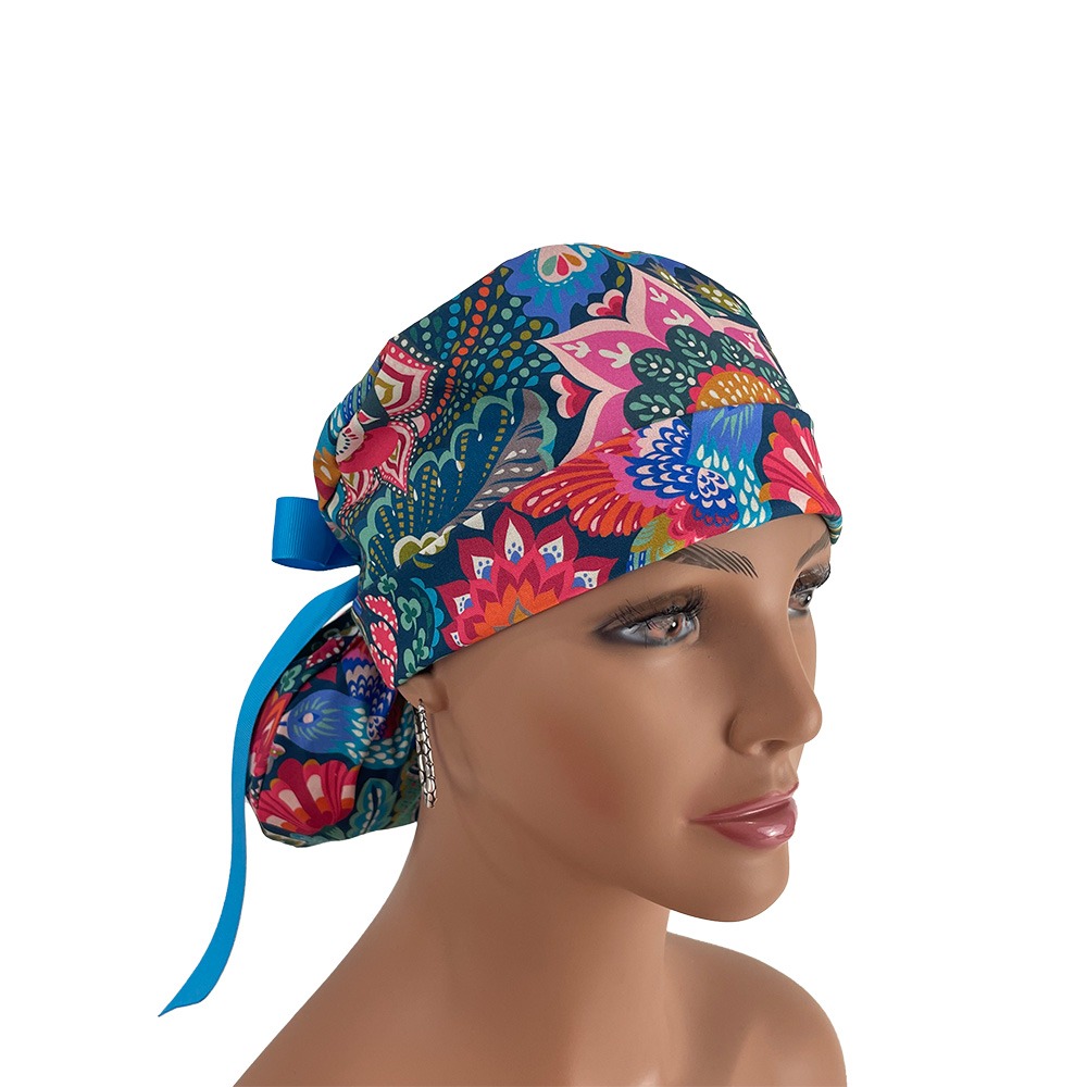 Turn Up Ponytail Medical Scrub Cap - Florissimo in Dark Blue