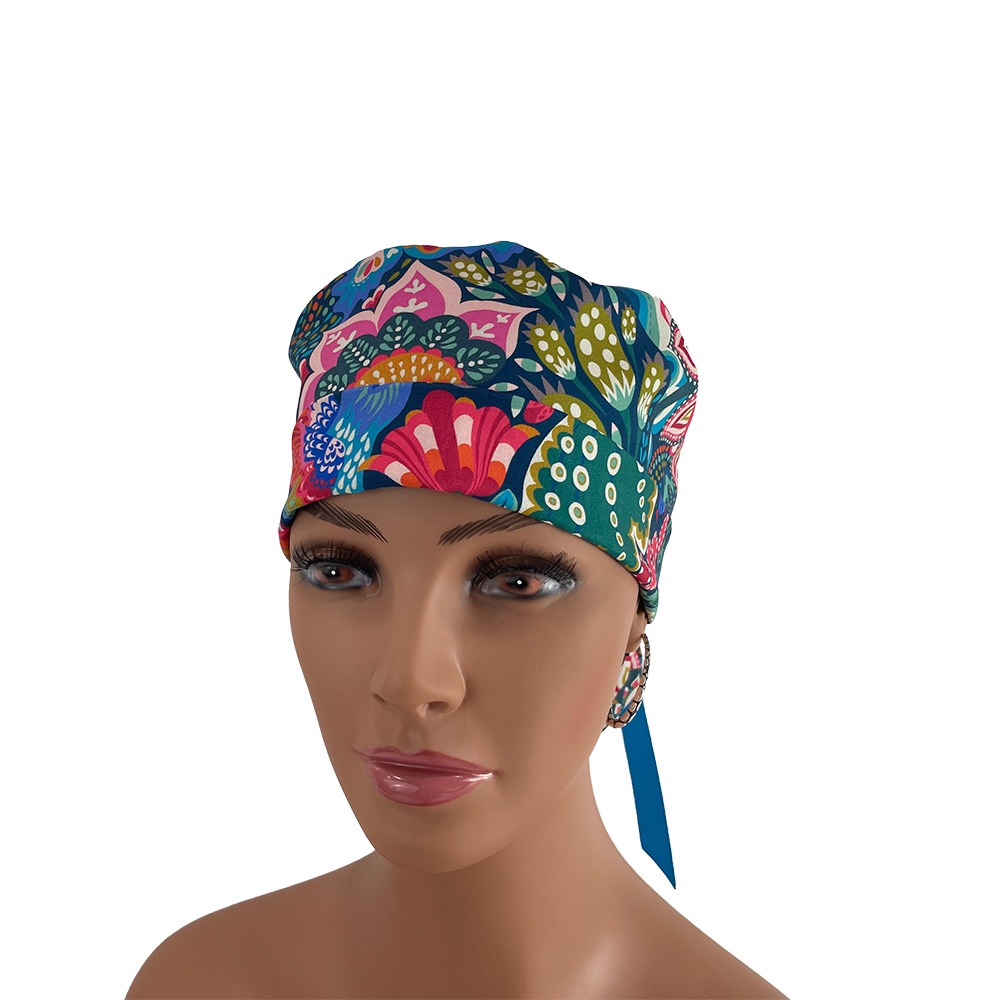 Turn Up Ponytail Medical Scrub Cap - Florissimo in Dark Blue - Image 3