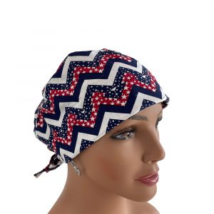 Chemo Cap- Chevron & Stars Red, White, Blue