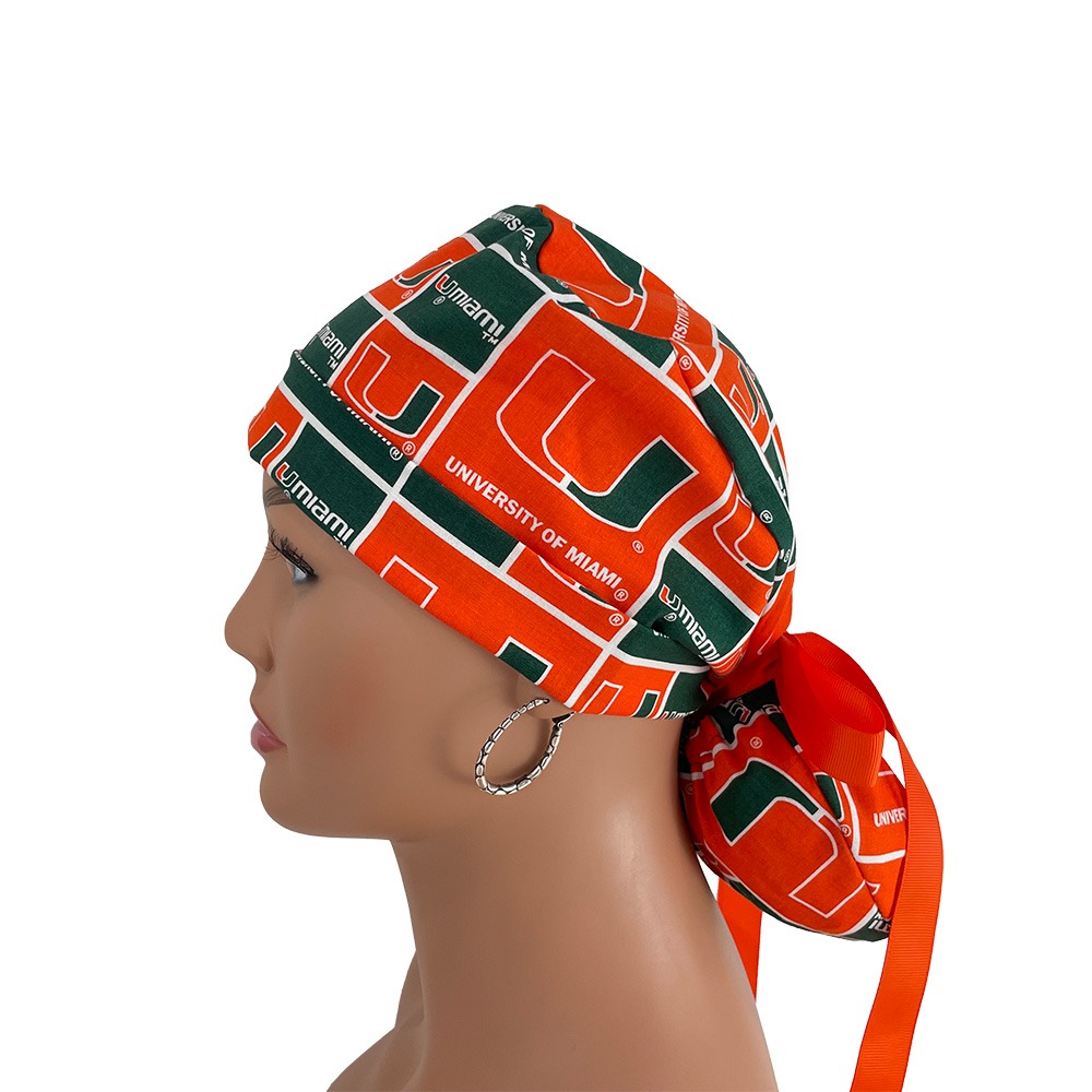 Turn Up Ponytail Medical Scrub Cap - University of Miami - Image 4