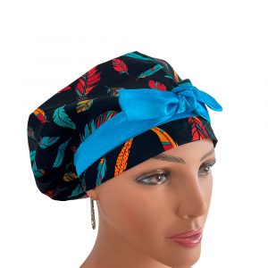 European Style Scrub Cap – Colorful Feathers
