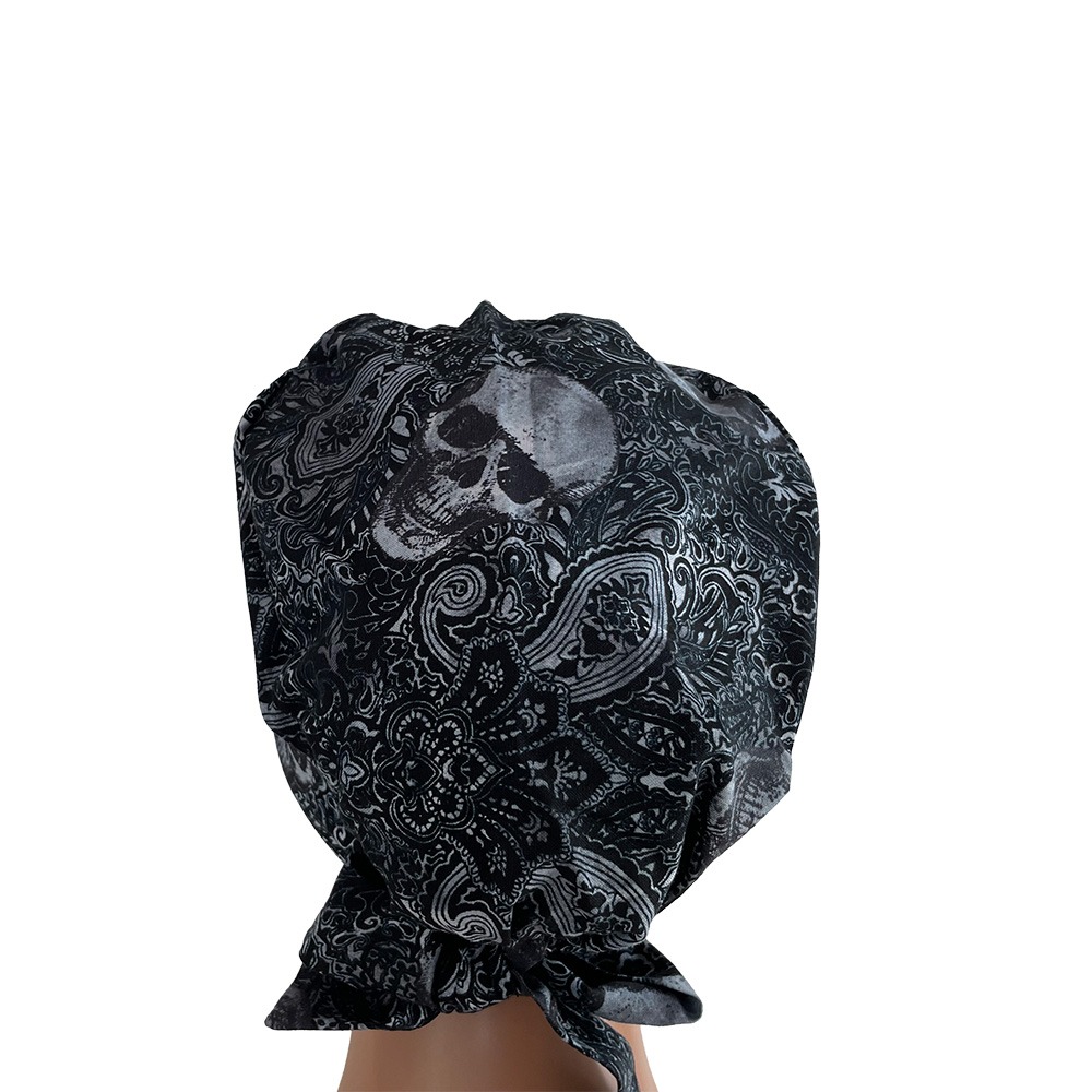 Chemo Medical Cap - Paisleys & Skulls – Black - Image 6