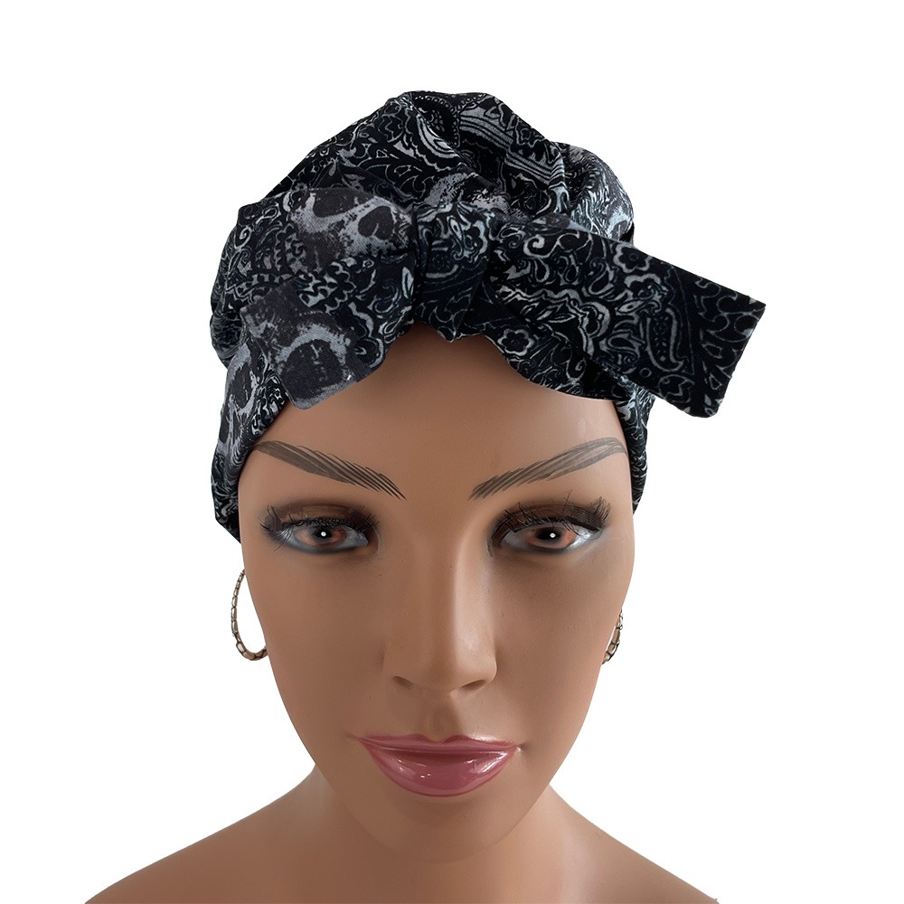 Chemo Medical Cap - Paisleys & Skulls – Black - Image 8