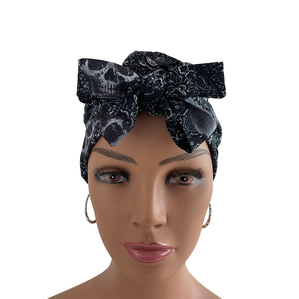 Chemo Medical Cap - Paisleys & Skulls – Black - Image 9
