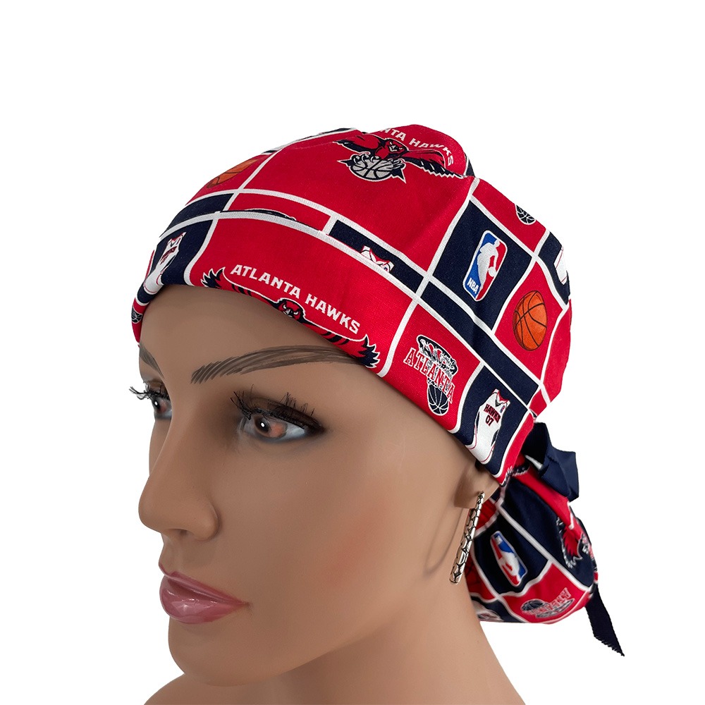 Turn Up Ponytail Medical Scrub Cap - Atlanta Hawks - Image 4
