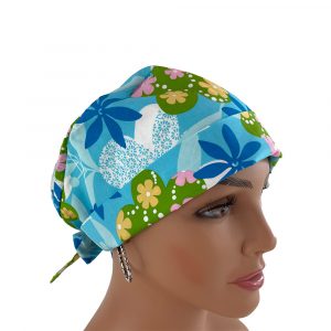 Chemo Medical Cap - Blue Flowers