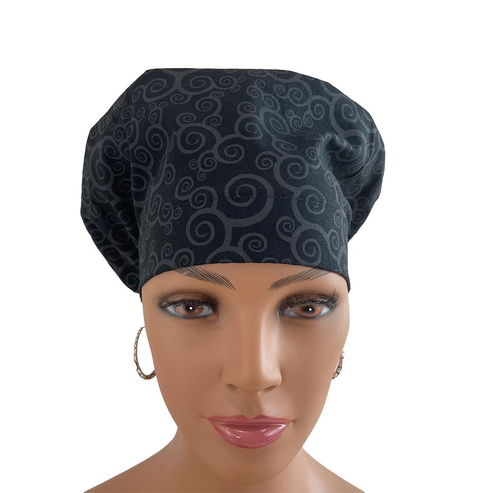 European Style Scrub Cap – Black Swirls - Image 6