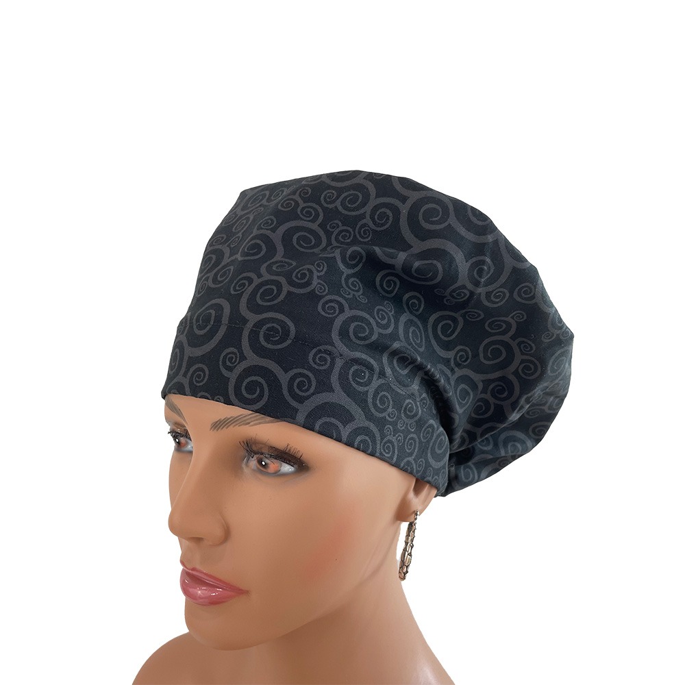 European Style Scrub Cap – Black Swirls - Image 7