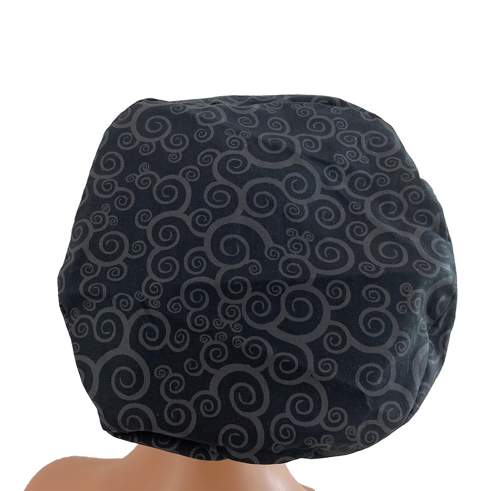 European Style Scrub Cap – Black Swirls - Image 8