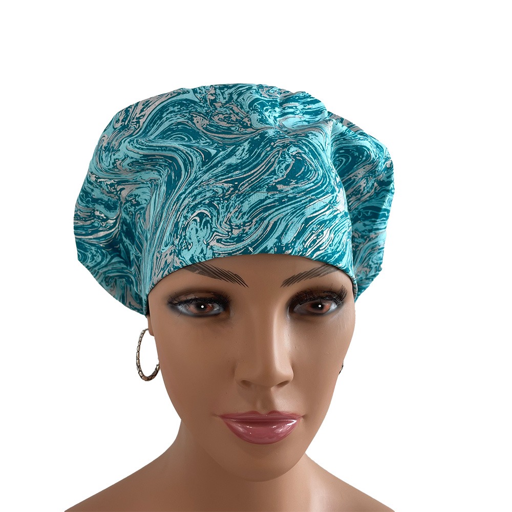 European Style Scrub Cap – Oil Slick – Teal/Silver - Image 6