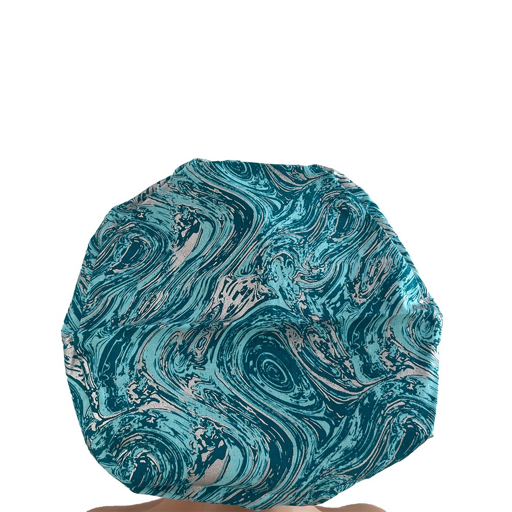 European Style Scrub Cap – Oil Slick – Teal/Silver - Image 8