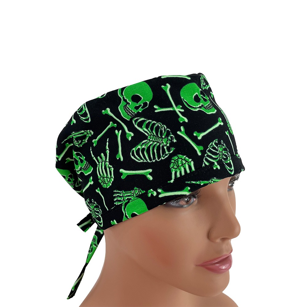 Unisex Medical Scrub Cap - Skulls - Glow in The Dark