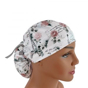 Ponytail Medical Scrub Cap - Eiffel Tower