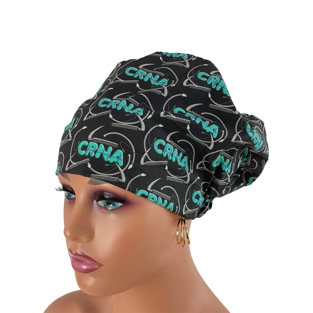 European Style Scrub Cap –CRNA Black w/Blue lettering - Image 15