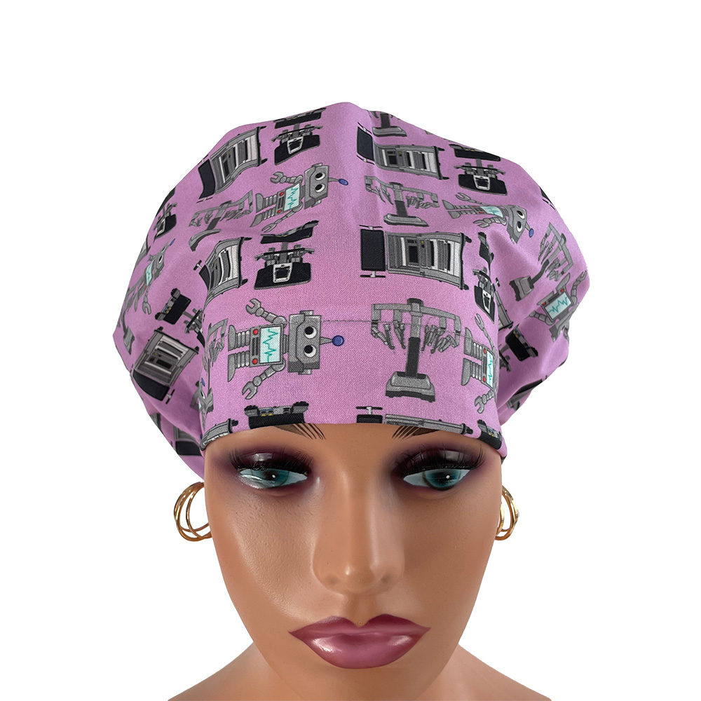 European Style Scrub Cap – Surgery Robots- Lite Purple - Image 11