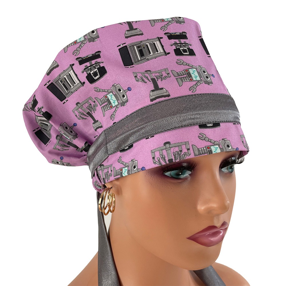 European Style Scrub Cap – Surgery Robots- Lite Purple - Image 14