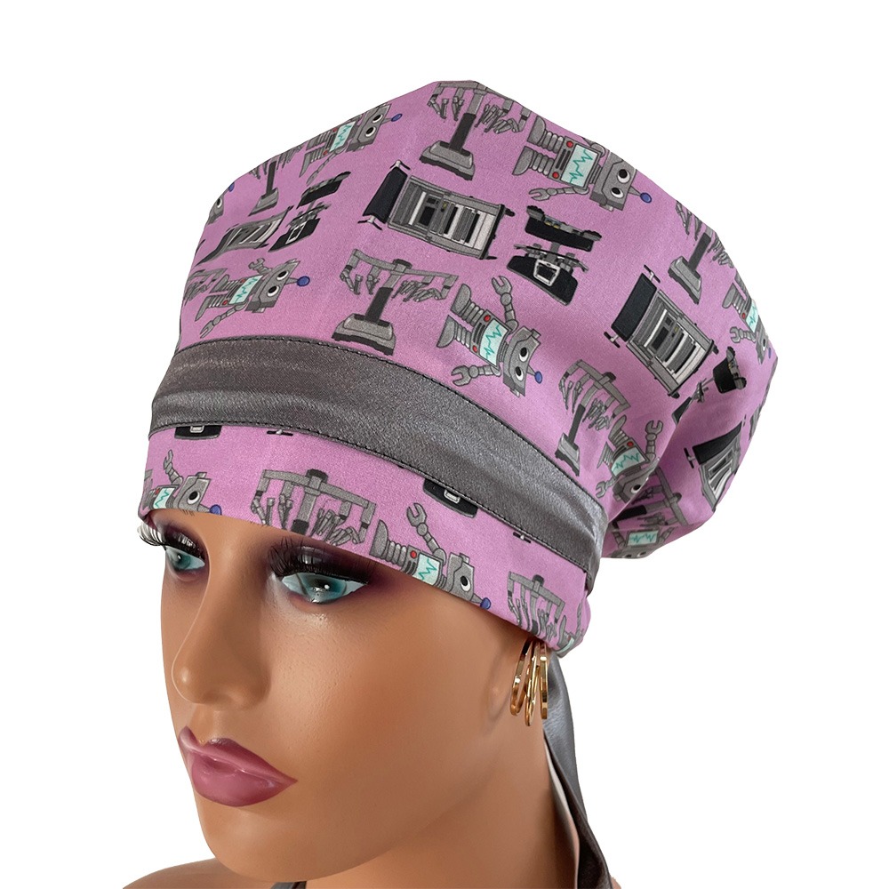 European Style Scrub Cap – Surgery Robots- Lite Purple - Image 16