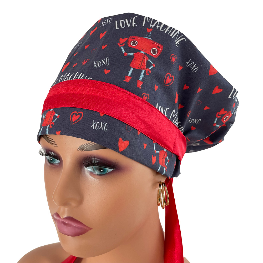 European Style Scrub Cap – Navy Love Machine - Image 10