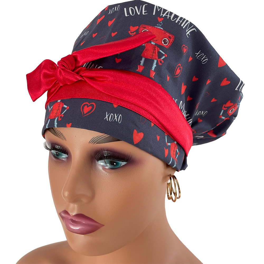 European Style Scrub Cap – Navy Love Machine - Image 3