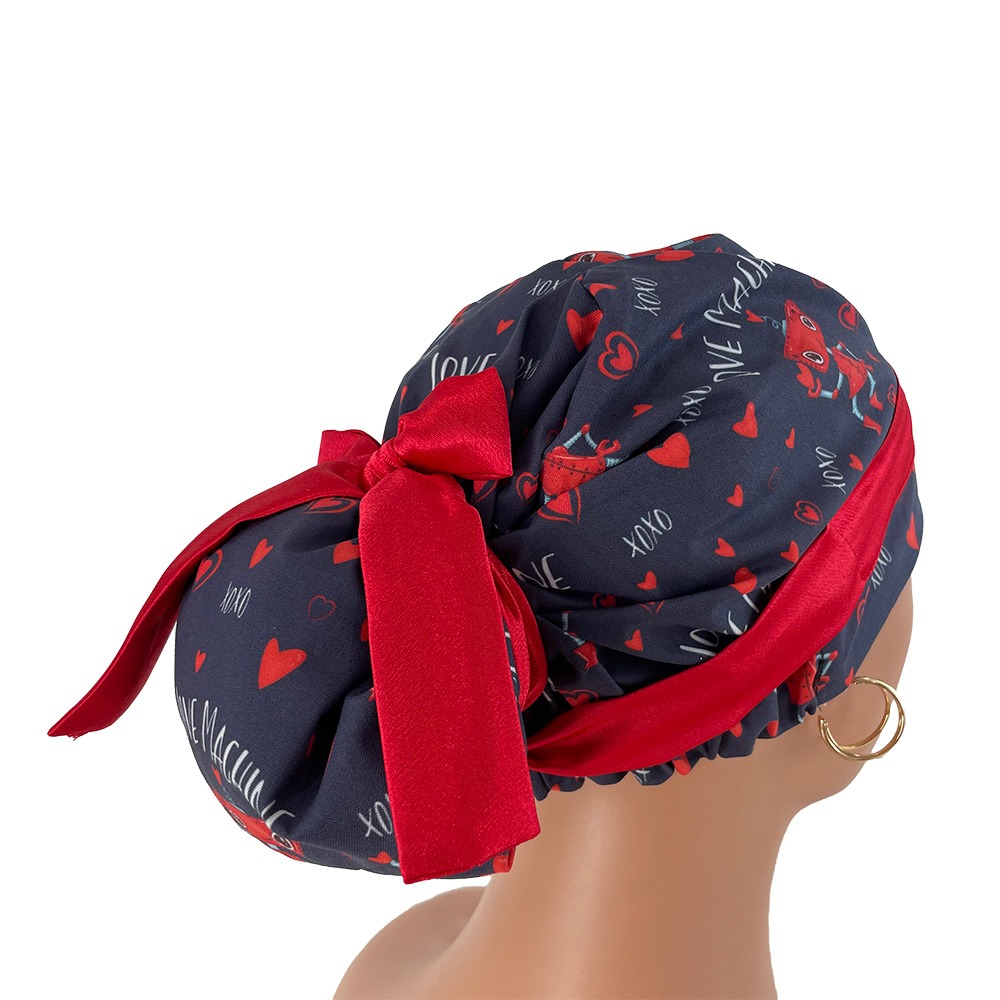 European Style Scrub Cap – Navy Love Machine - Image 8