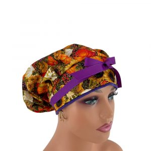 Bouffant Medical Scrub Cap-Pumpkins Golden Glitter Harvest